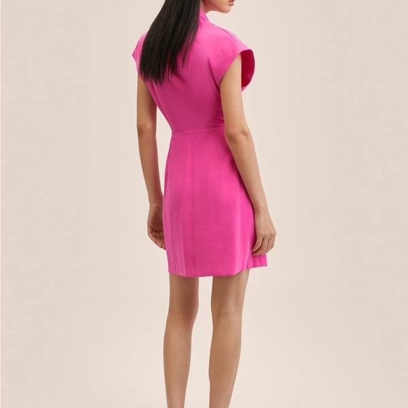 NWT MANGO Wrap Neckline Pink Mini Dress Size XS - Picture 3 of 15